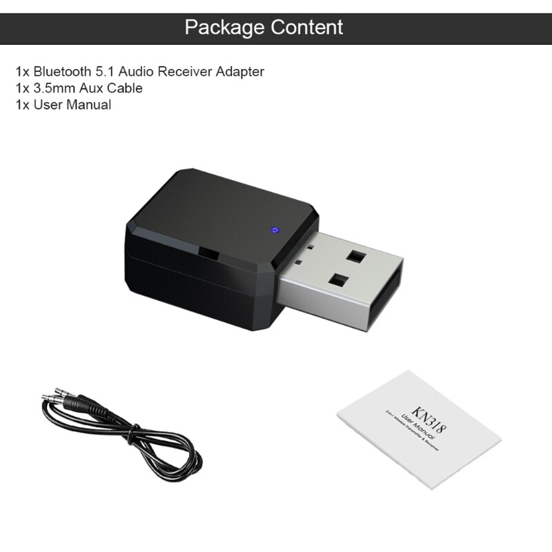 Bluetooth Ontvanger 3D Stereo Surround Sound Bluetooth Adapter Lavalier 3.5Mm Usb Recharg