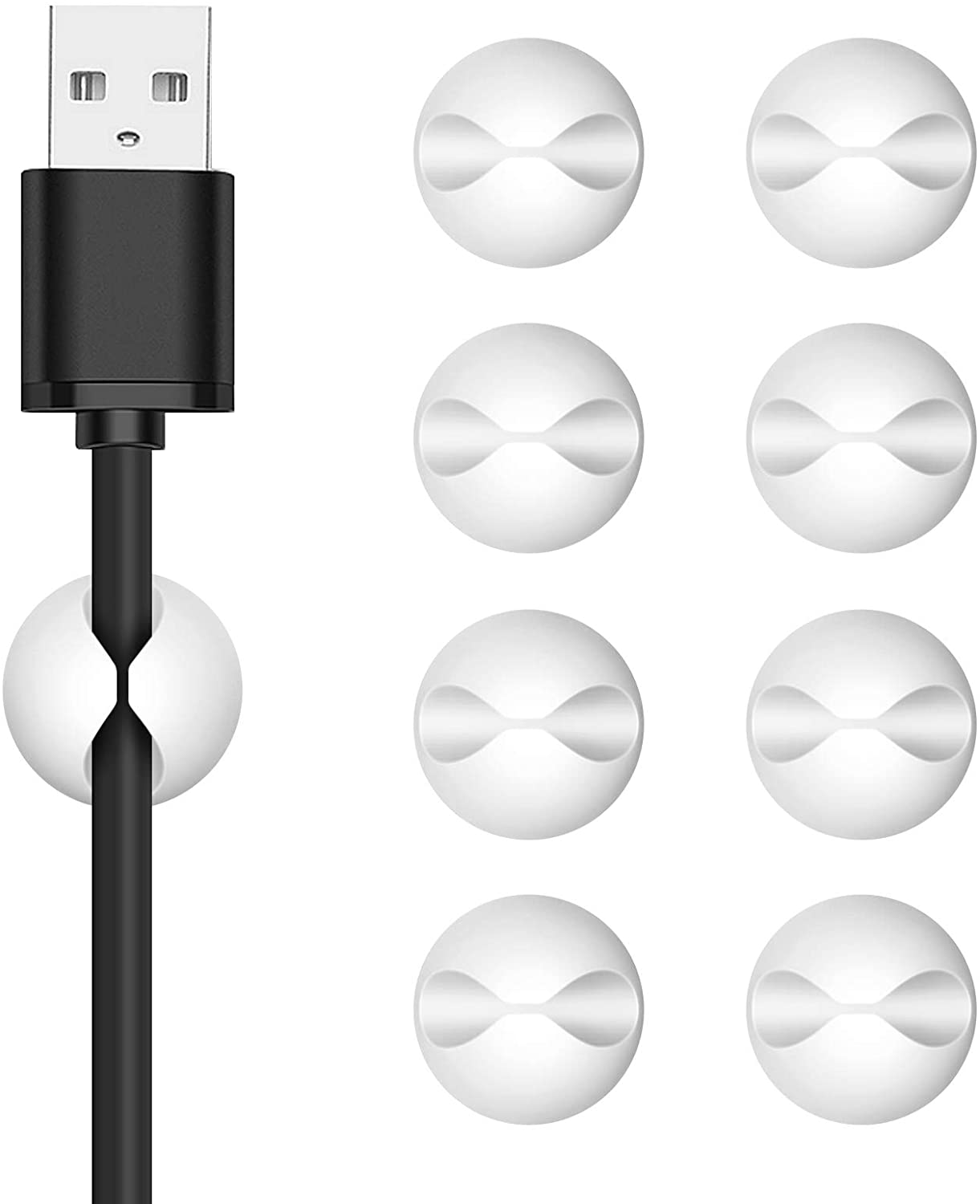 8 pçs cabo organizador clipes de gestão de cabo auto adesivo suporte de fio sistema clipes multiuso para computador de carregamento elétrico: 8 pcs White