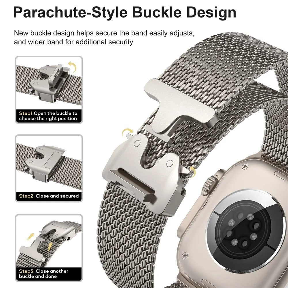 Milanese Loop Strap For Apple Watch Band Ultra 2 49mm 46mm 45mm 44mm 42mm Stainless Steel Metal for iWatch Series 10 9 8 7 6 5 4