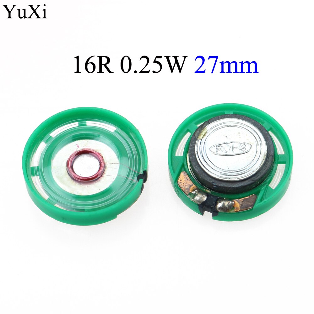 YuXi 2 teile/los Neue Grün Ultra-dünne Mini lautsprecher 16 ohm 0,25 watt 0,25 W 0,5 w 16R lautsprecher durchmesser 21/23/27/29/36MM 3,6 CM /40mm: 16R 0.25W 27mm