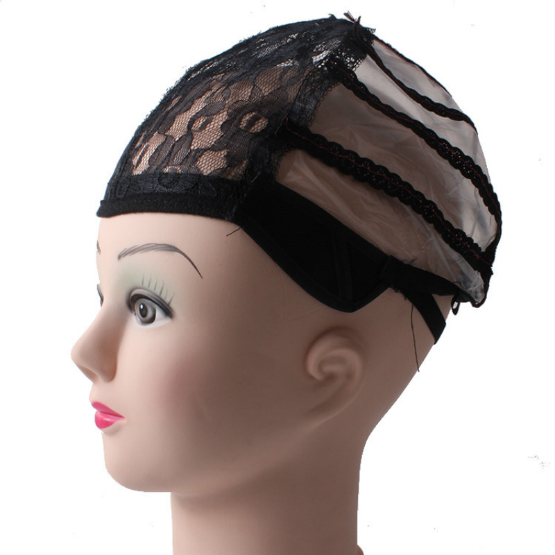 Top Stretch Weven Cap Terug Djustable Band Voor Maken Pruiken Mesh Dames Elastische Haarnetjes Zwarte Pruik Maken Cap Met Kant netto