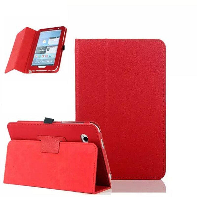For Samsung Galaxy Tab 2 7 GT P3100 PU Leather Case Cover For Samsung Galaxy Tab 2 P3100 7.0 inch Stand Tablet Case +FilmPen: red