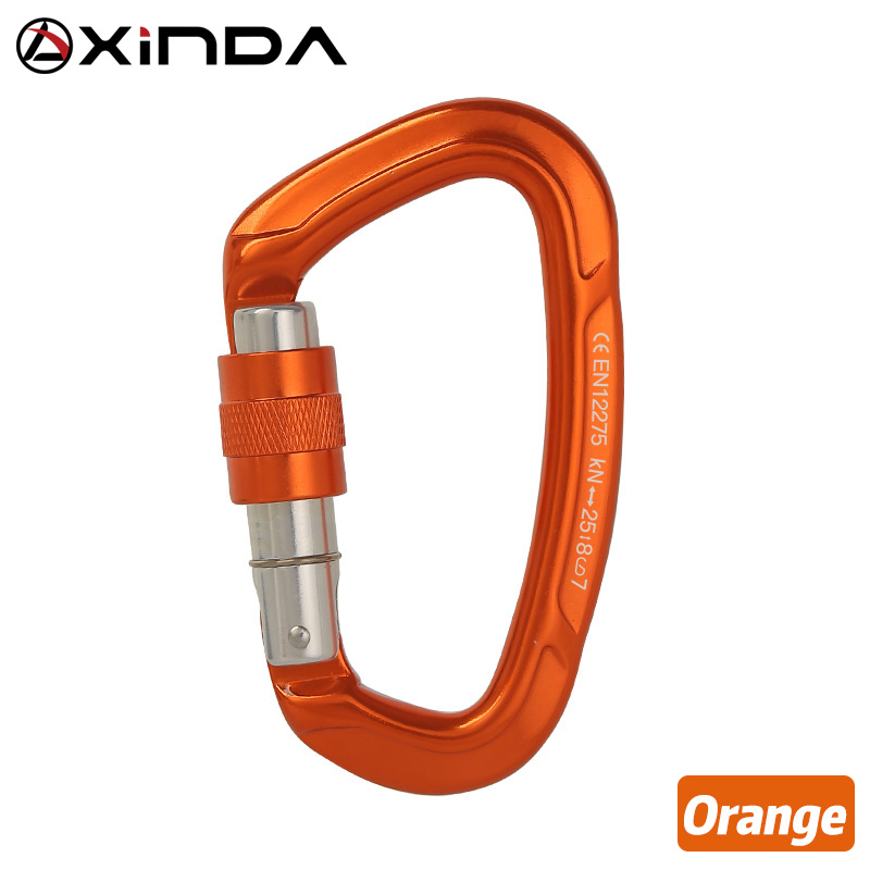 XINDA Berufs Klettern Karabiner 25KN sperren D-bilden Sicherheit Schnalle draussen Sicherheit Schutz Karabiner Ausrügestochen: Orange
