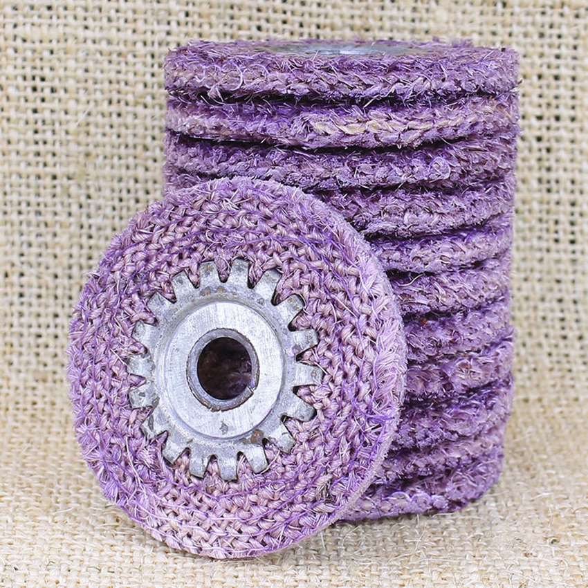1 PCS Stainless Steel Polishing Wheel Small Hemp Wheel 4 Inch Plastic Core Polishing Pad Buffing Pad Grinding Disc Random Color