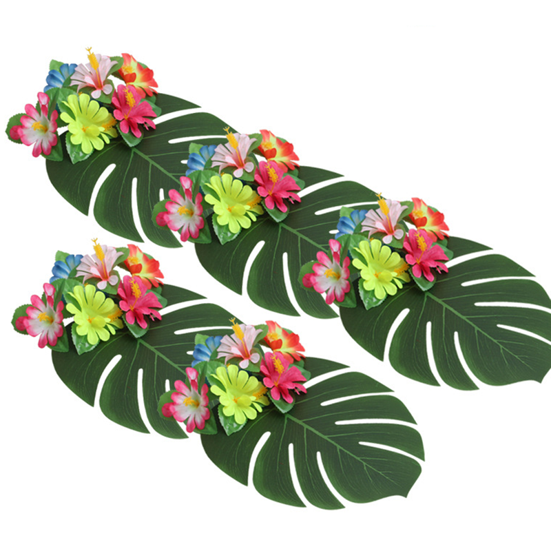 10/12pcs Artificial Tropical Palm Leaves Simulation Leaf Monstera Leaves For Hawaiian Luau Party Jungle Beach Theme Party Decor