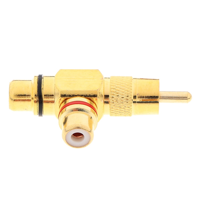 1Pc Plated RCA Male to 2 Female RCA Splitter Adapter AV Video Audio T Plug RCA 3 way Plug R Connector