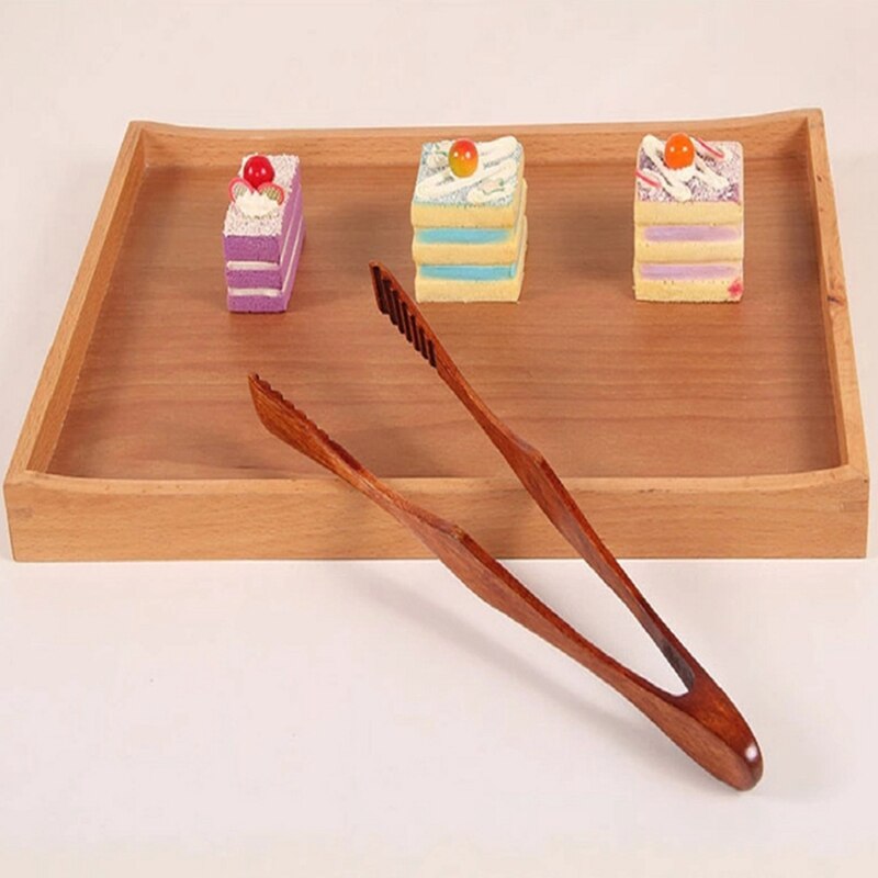 Cooking Kitchen Tongs Food BBQ Tool Salad Bacon Steak Bread Cake Wooden Clip Home Kitchen Utensil 2Pcs