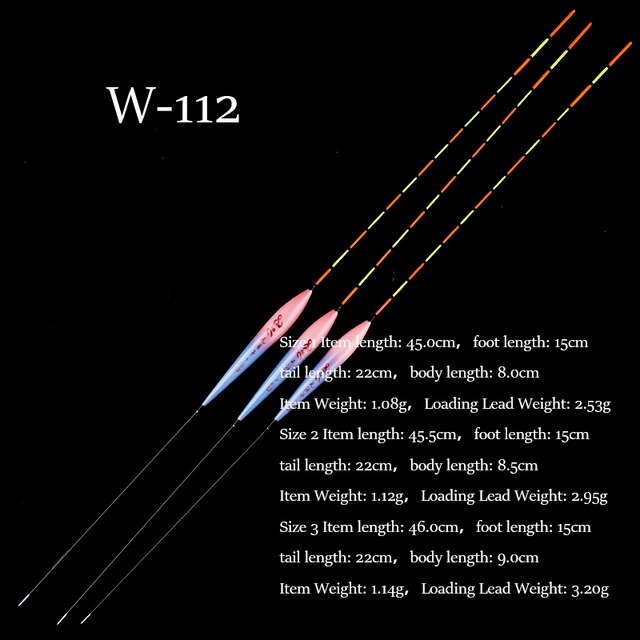 3 st/parti fiskeflöten 1-3#  flöten i komposit nanoplast för fiske med bobbers för sötvattensfiske: W -112