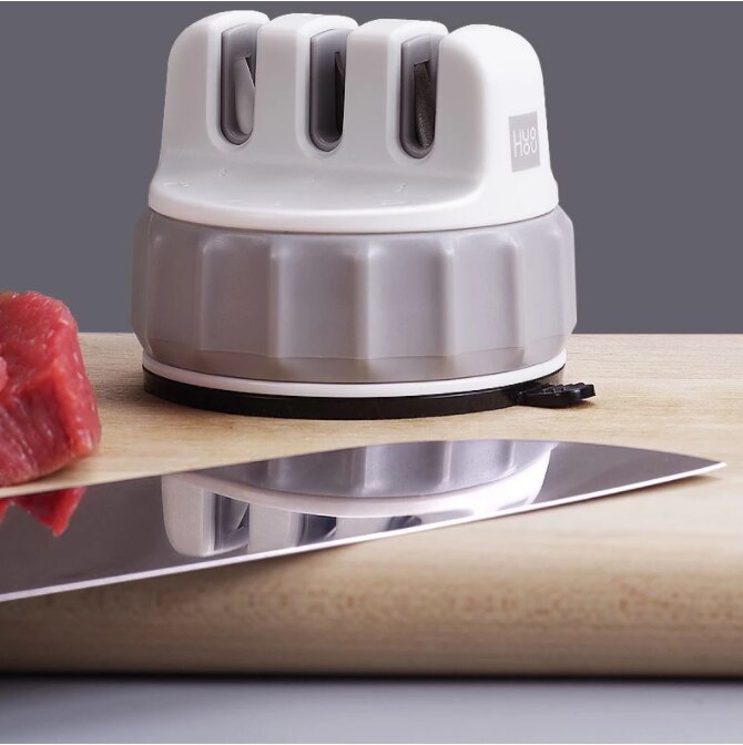 Huohou mini-messerschärfer, feststellbarer schleifstein, tribal-schleifscheibe, wetzstein mit super-saugfunktion, messerschärfwerkzeug, schleifstein