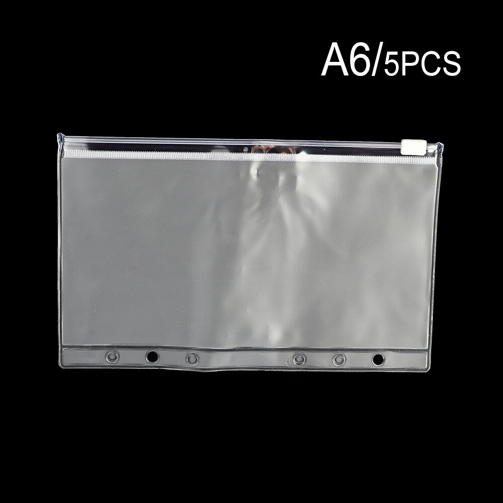 5 PCS Zip Lock PVC losbladige Opslag Zakjes Tas Rits Matte Clear Hersluitbare A7 A6 A5 Document zak matte Duidelijke Zak: A6