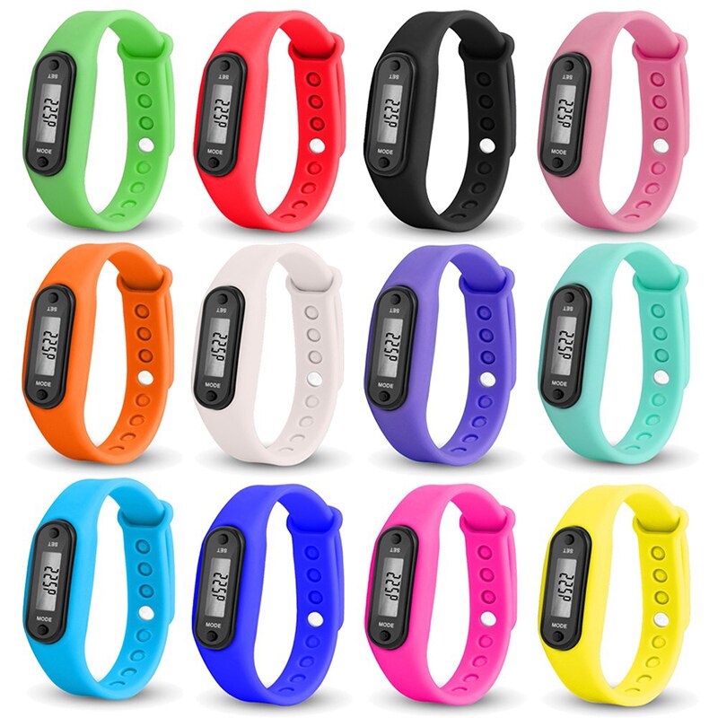 LCD Walking Distance Wrap Cuff Silica Gel Bracelets Run Step Watch Bracelets Pedometer Calorie Counter Digital