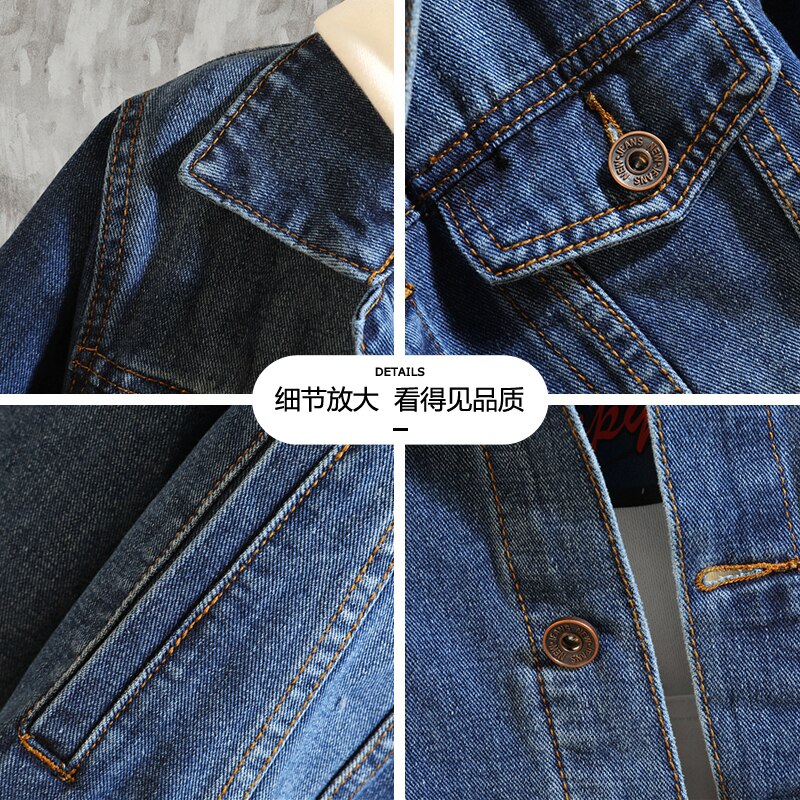 Men's Spring Autumn Washed Vintage Retro Denim Jacket Male Loose Casual Cowboy Coat
