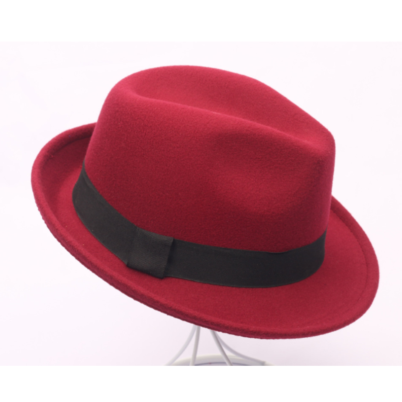 Gorras de Jazz de 9 colores, sombreros de Caballero de imitación de lana para mujeres y hombres, sombreros de fieltro para mujeres, gorras redondas europeas y americanas, sombreros con lazo: 3