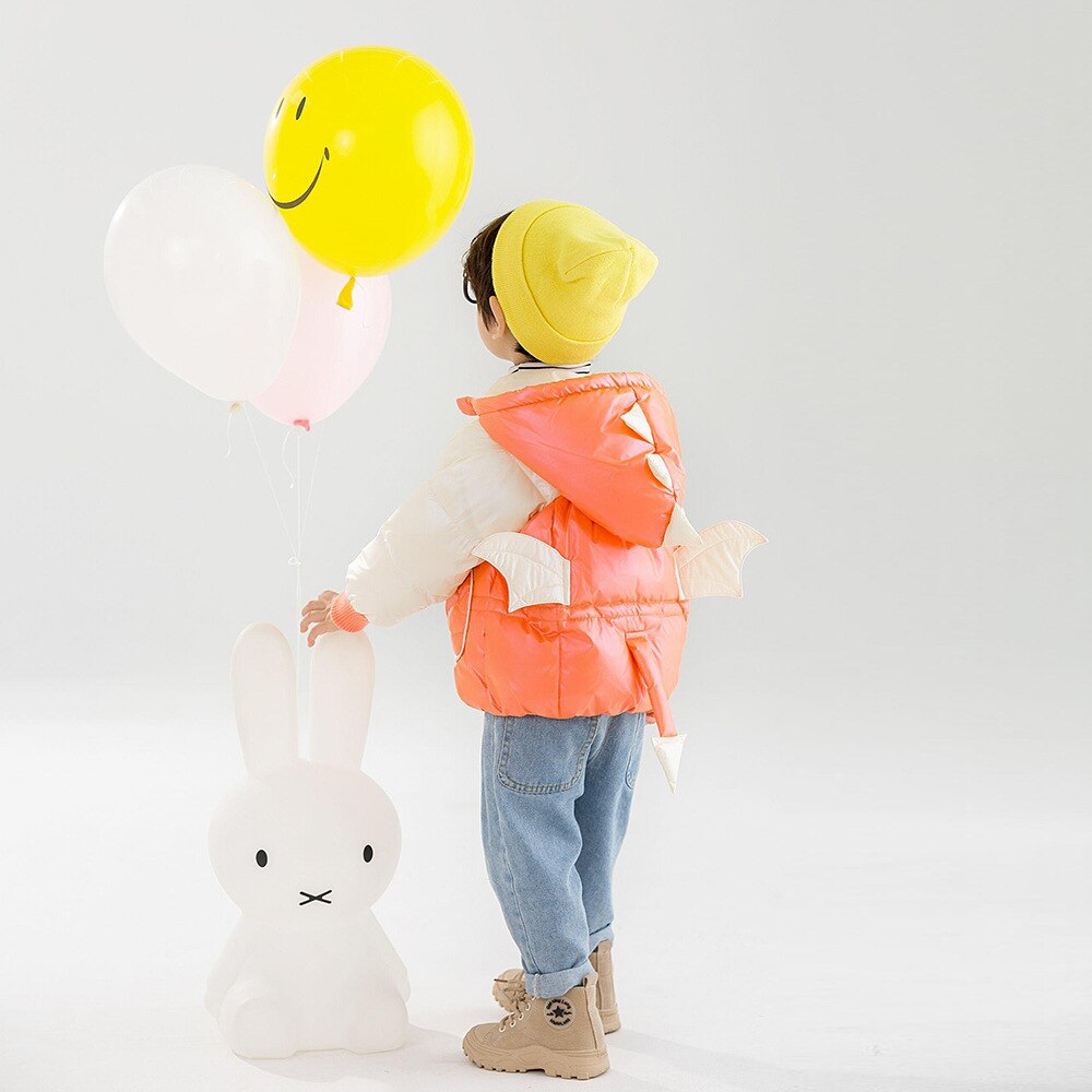 Winter Kleding Stijl Kinderen Katoenen Kleding Voor Jongens En Meisjes Leuke Dinosaurus Hooded Korte Gewatteerde Katoenen Kleding Voor kind