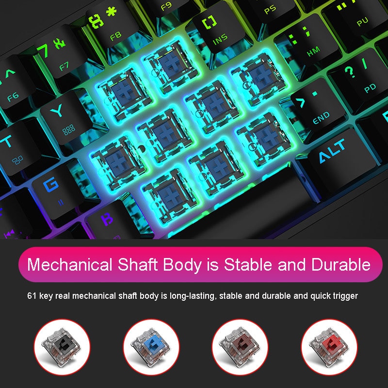 60%  mekanisk tastatur 61- nøkkel kablet / trådløs dobbeltmodus kontor / spilltastatur blå / rød / te / svart bryter rgb bakgrunnsbelyst for pc bærbar
