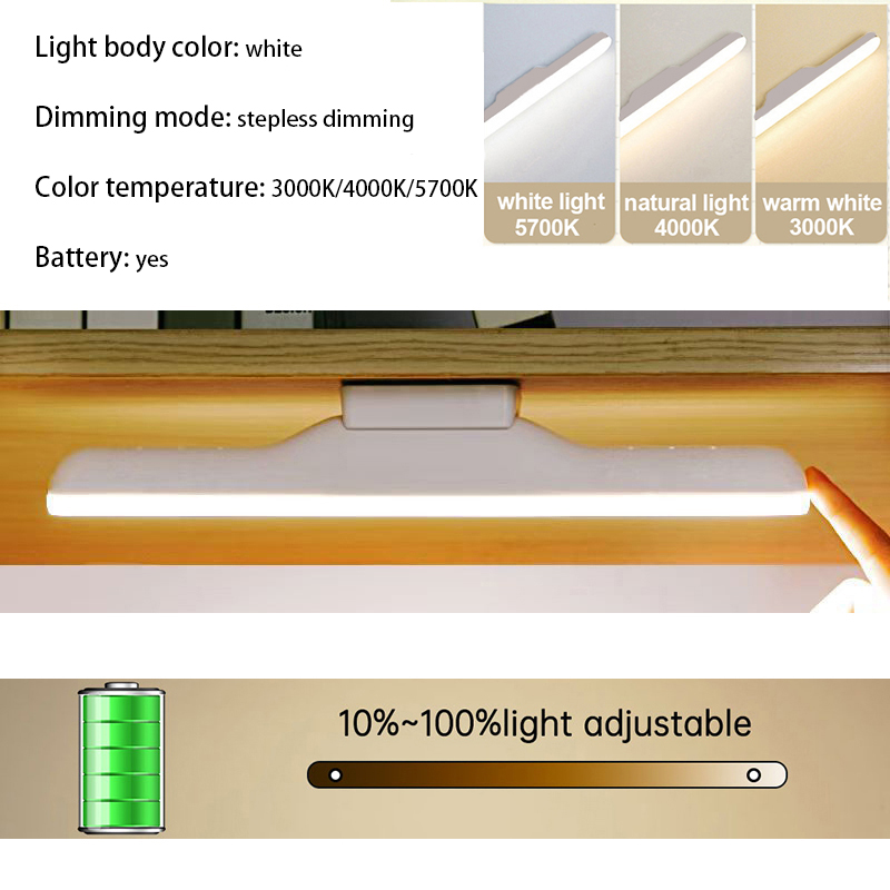 LED machen-hoch Lampe Licht USB Augenschutz Wiederaufladbare Tragbare Hängende Magnetische Lampe berühren Schalter Spiegel Licht Selfie Licht: Beige