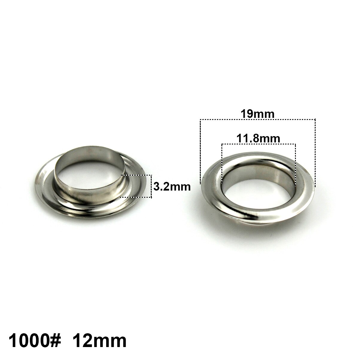 Œillets en laiton avec rondelle de 12mm pour éléments en cuir, anneaux ronds pour chaussures, sacs, chapeaux, et ceintures, numéro 1000, 100 ensembles