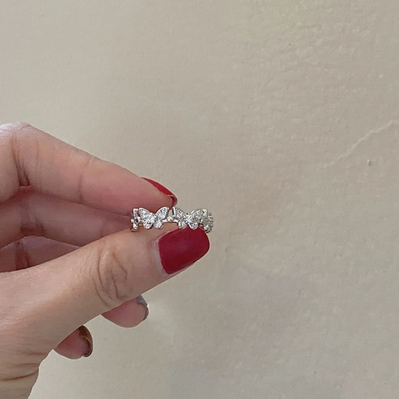 Silber Farbe Tanzen ziehen um Schmetterling Ringe zierlich Insekt Minimalistischen Ringe Für Frauen Französisch Jewlery 2022 Trend Anillos