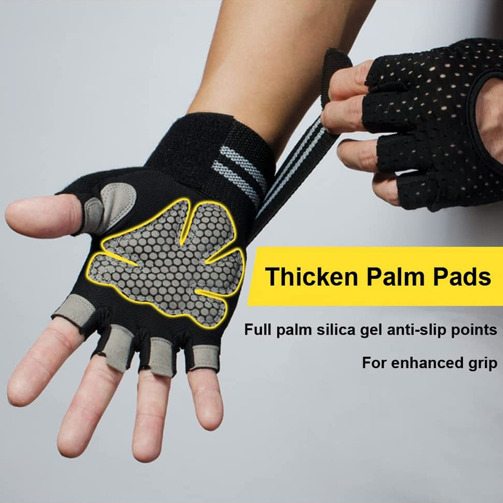Guantes antideslizantes con mancuernas para hombre y mujer, Protector de muñeca para levantamiento de pesas, Crossfit, culturismo, entrenamiento deportivo, gimnasio, 1 par