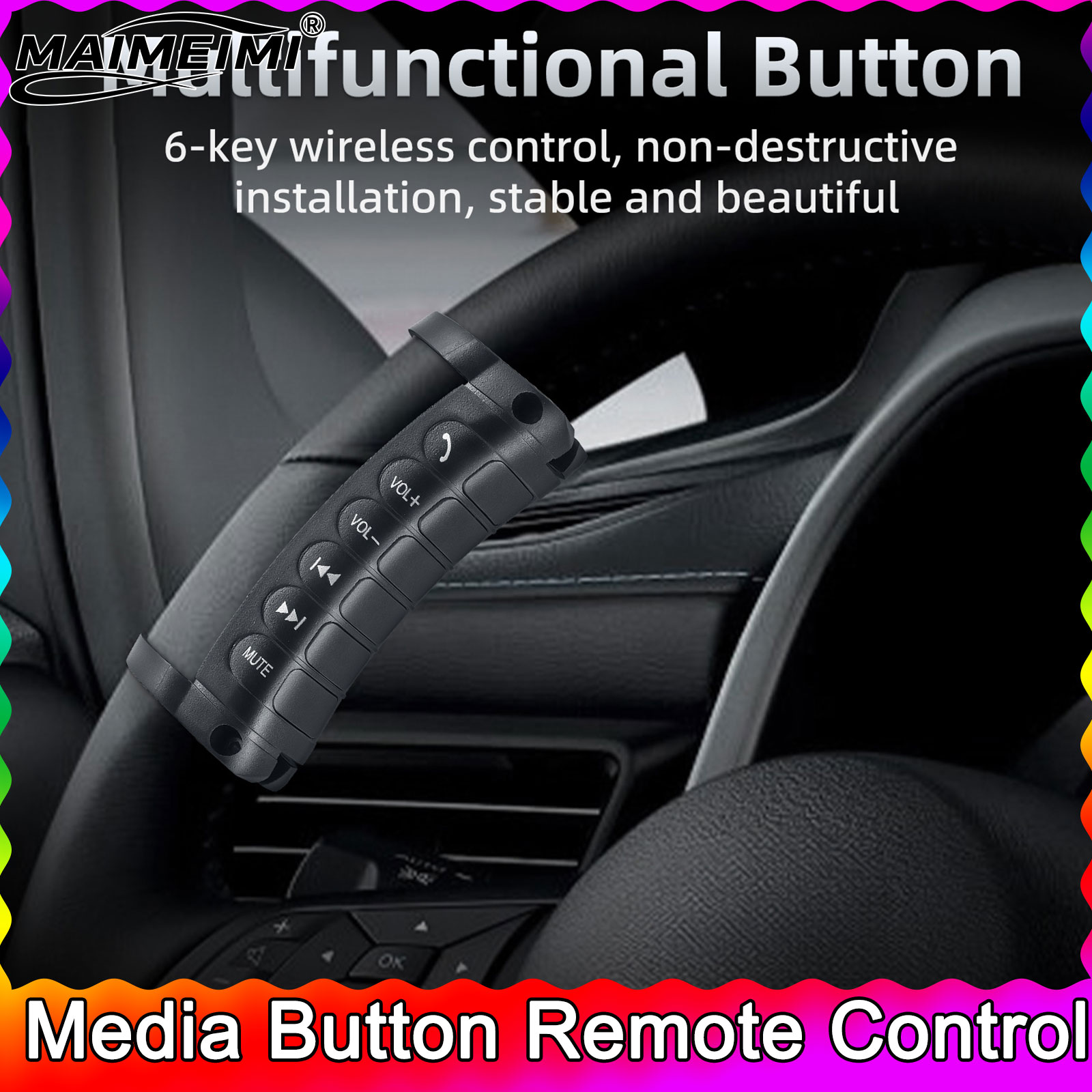 Telecomandi universali per controllo volante a 6 tasti Pulsanti interruttori per auto senza fili compatibili con Bluetooth per androide volume