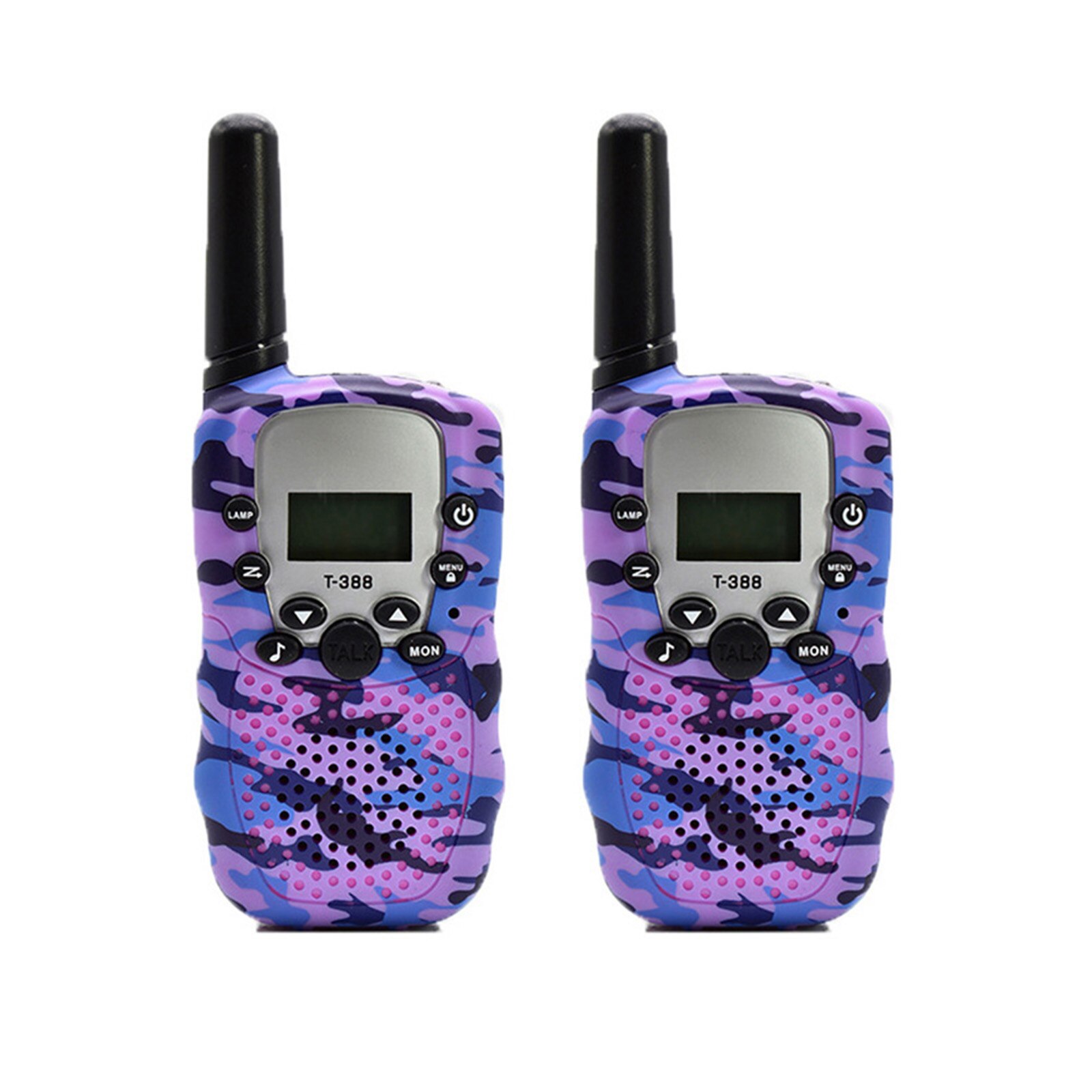 2 pçs walkie talkie crianças comunicador crianças distância de rádio 2-3km 1 par camuflagem walkie talkies presente de aniversário: ROXO