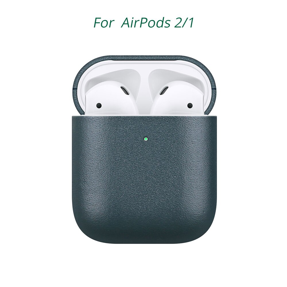 Bonola Native Italian Leather Case for AirPods Pro Seamless Fit Full Protection Cases for Apple AirPods 3/2 Tactile Feel Cover: AirPods 2 1 Green