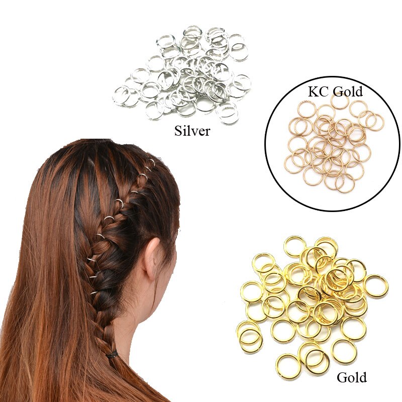 50 stk perle flette hår tilbehør perler 10mm 12mm or 14mm gull hår flette dreadlock perle mansjett klips flette bøyle sirkel blyfri