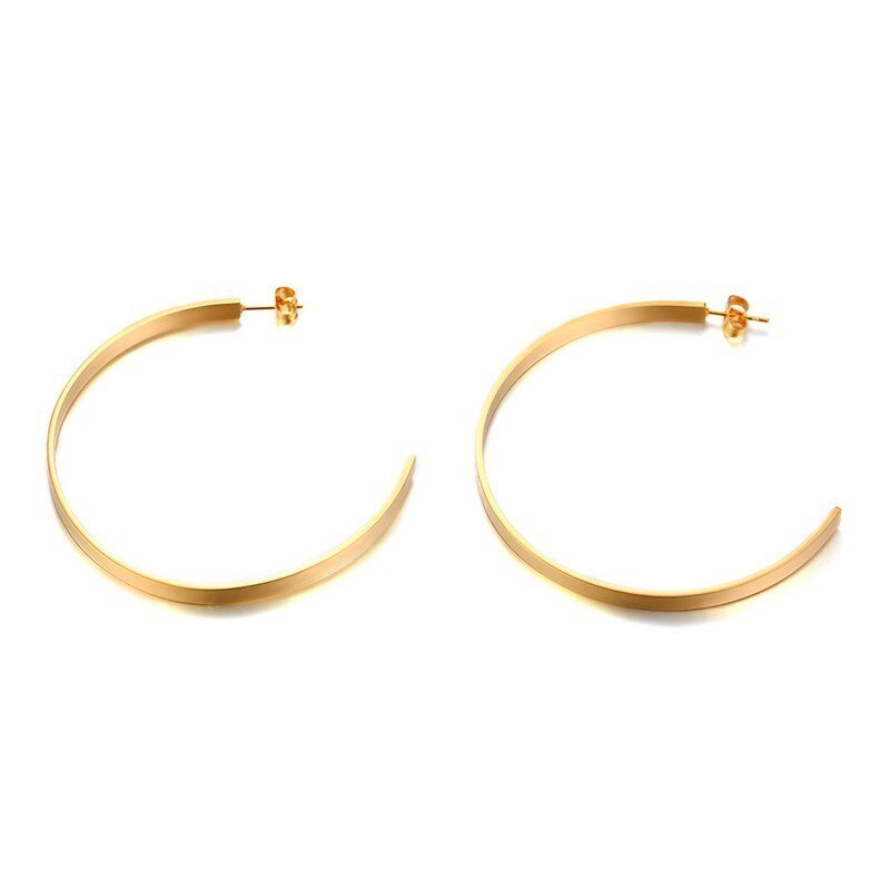 Vnox Eenvoudige Grote Oorbellen Voor Vrouwen Sieraden Gold Tone Rvs Oorringen Arete