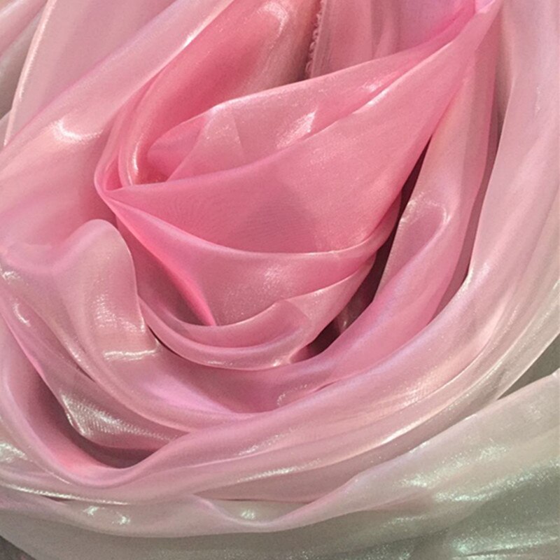Gradvis ändra färg chiffong tyg koreanskt garn tyg sömnad handgjorda diy för klänning kjol halsdukar scenkläder 150*100cm: Rosa