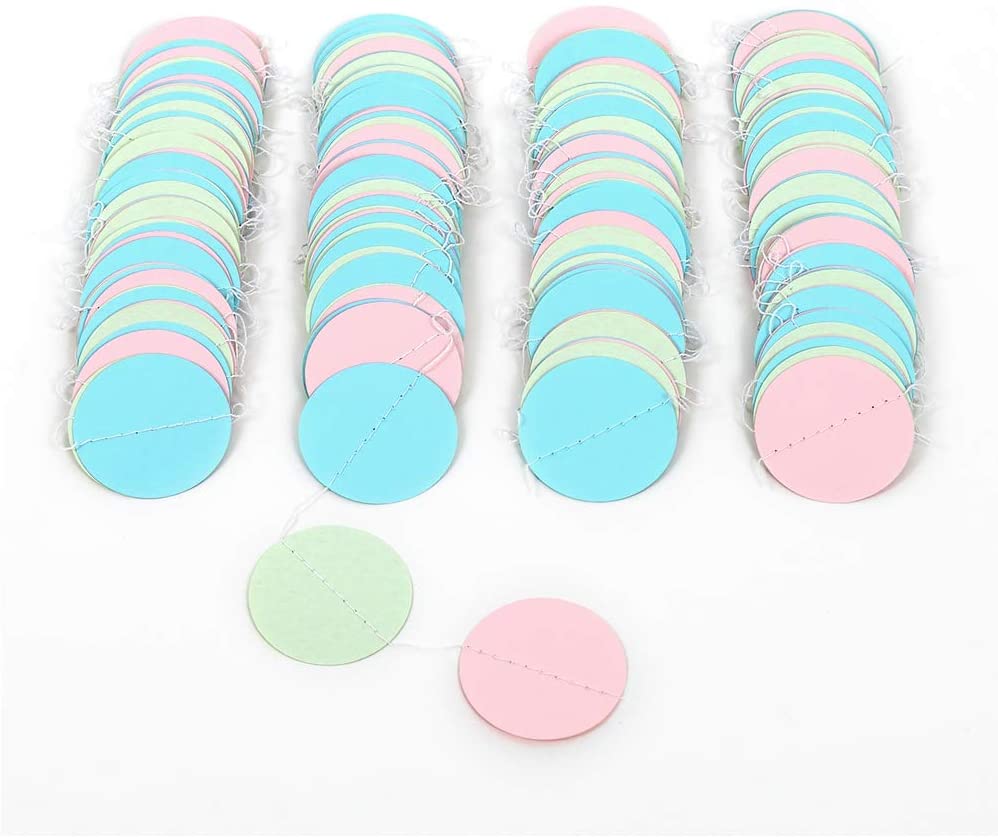 Unicornio Color Pastel rosa de papel azul círculo puntos guirnalda para Baby Shower Cumpleaños Infantiles decoraciones de de Streamer pancarta colgante: 4Pcs