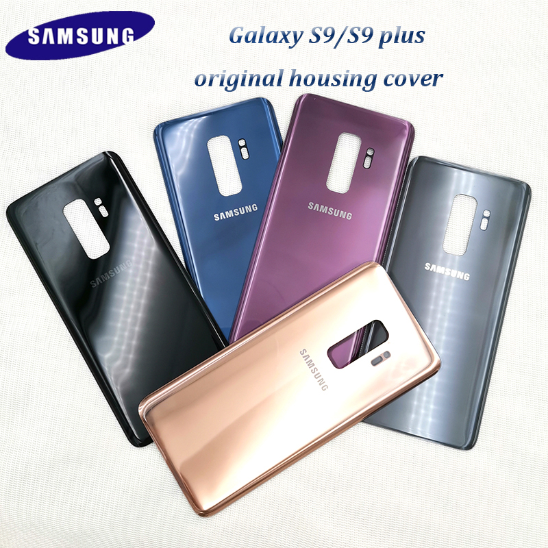 Samsung Galaxy S9 Plus 3D cubierta de batería trasera de cristal Samsung s9plus cubierta de la puerta de reemplazo de la cáscara trasera y etiqueta adhesiva