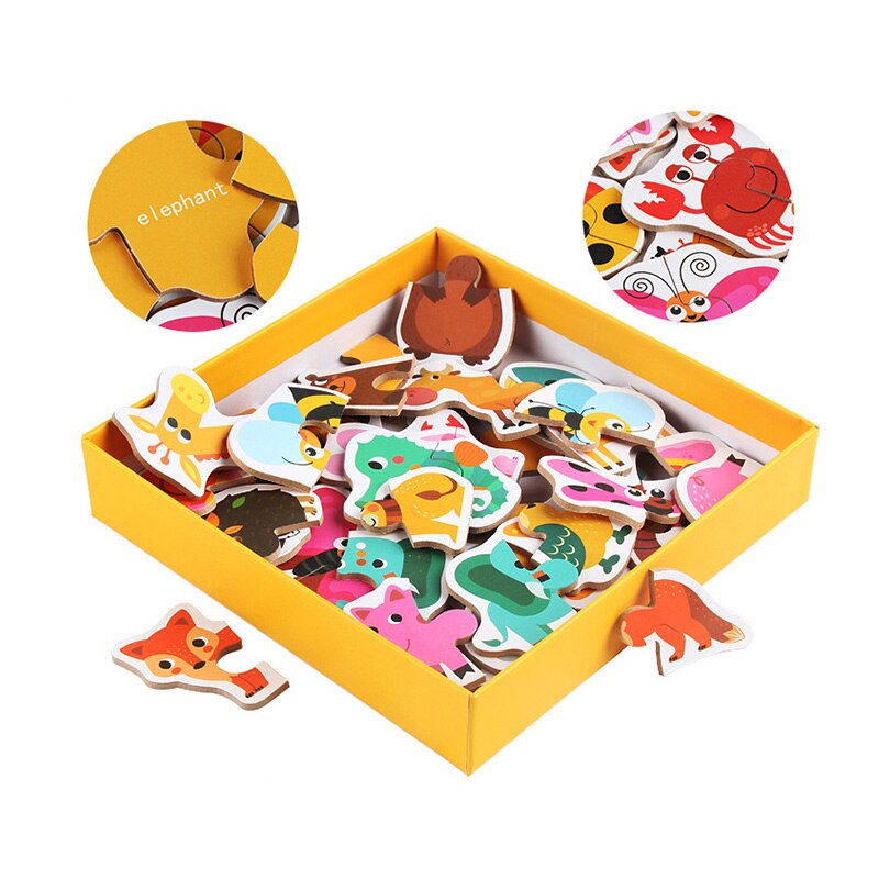 Kinderen Cognitie Puzzel Dier Verkeer Fruit Groente Houten Vroege Educatief Speelgoed