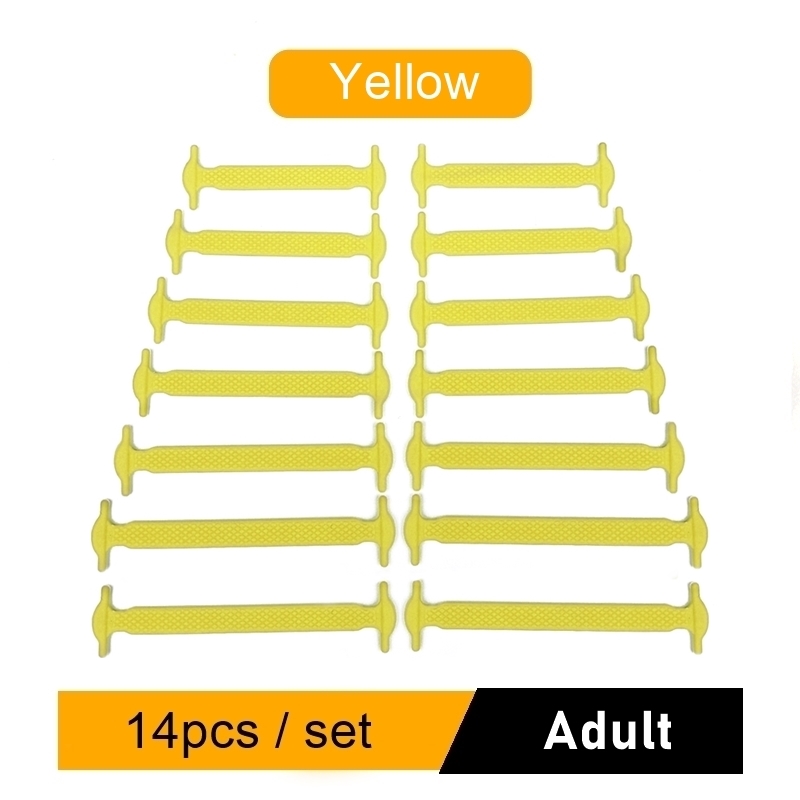 Lot de 16 lacets créatifs en Silicone, élastiques, pour chaussures sans cravates: Yellow