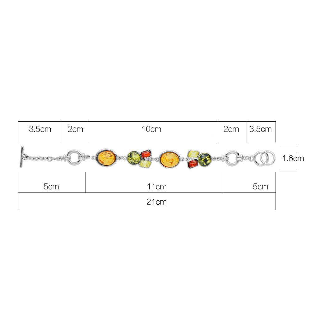 Amuleto Oval redondo sintético miel pulseras bálticas y brazaletes cadena de enlace pulseras Multicolor para mujeres L83601