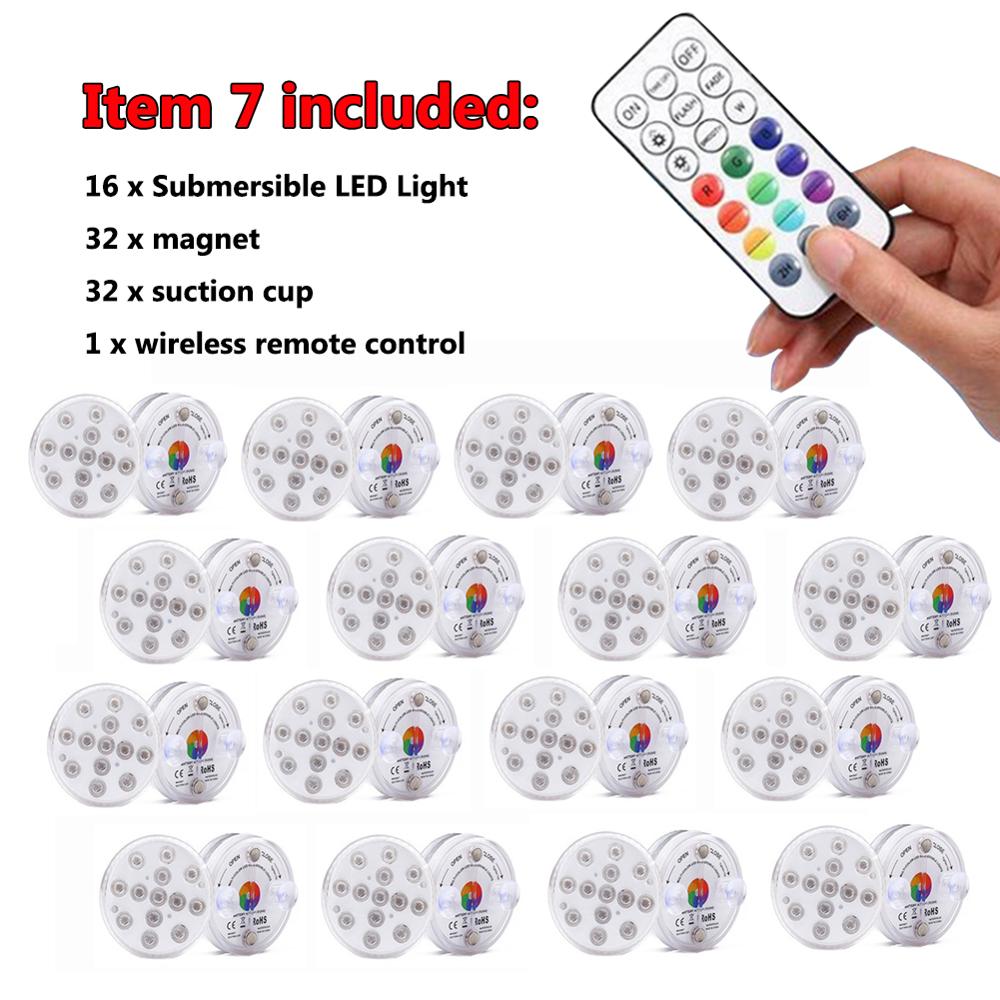13 Leds Submersible Light Swimming Pool Fountain Spa Bathroom IP68 Waterproof RGB Lighting Underwater Lamp with Remote Control