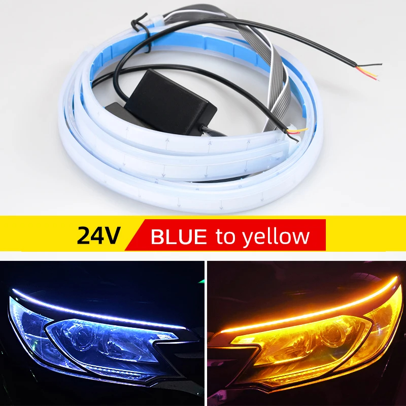 2 Stück 24 V LED-LKW-Licht 30 cm 45 cm 60 cm 70 cm Auto-Tagfahrlicht Dekor Lampenleiste mit gelber Lenkfunktion Signallampe: Kristallblau / 5000k