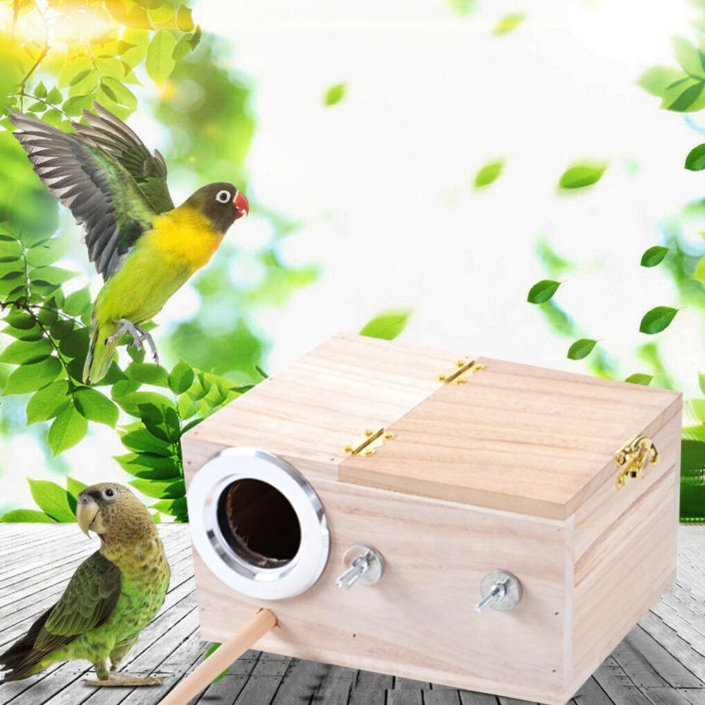 Kæledyr fugl træ hus parakit redenæske fugl hus papegøjer til lovebirds undulat yngel fugl parring kasse træ forsyninger b  a8 l 2