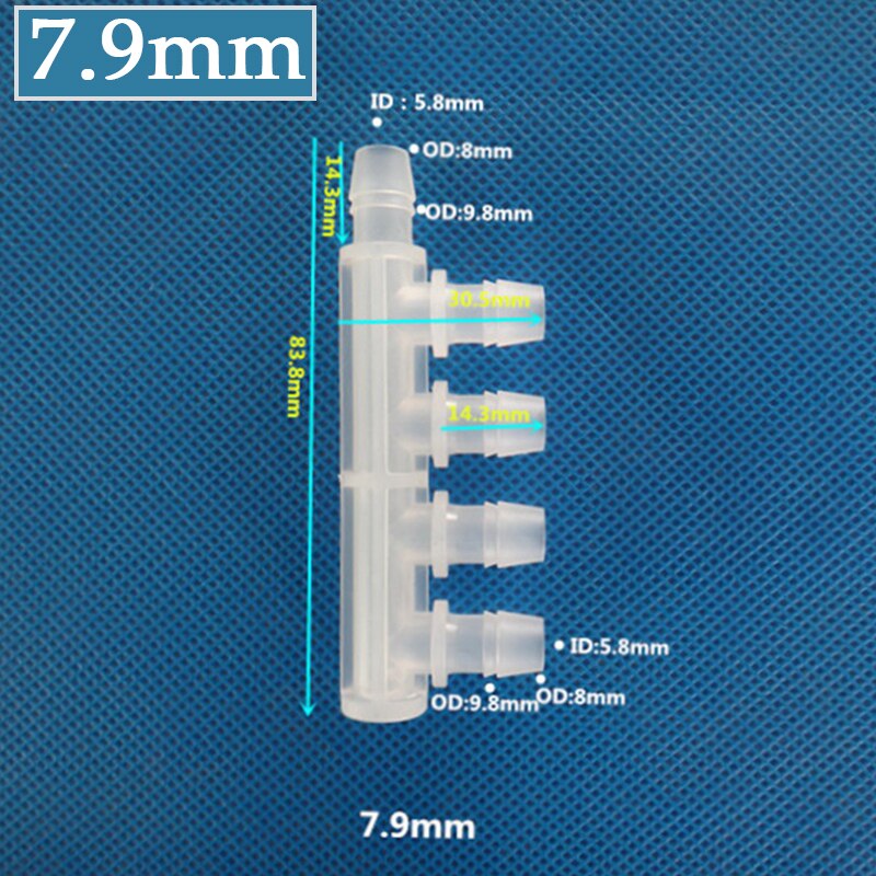 10Pcs 2.4~9.5mm PP 5-Way Connector Food Grade Equal Dia Side FIve-Ways Joint Garden Irrigation Pipe Joints Aquarium Tank Adapter: 7.9mm