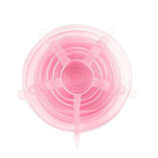 Couvercle universel en Silicone | Ensemble de 6 pièces/ensemble, couvercles extensibles réutilisables, bol d'emballage en silicone, couvercle de pot couvercle en Silicone, casserole de cuisine: Pink