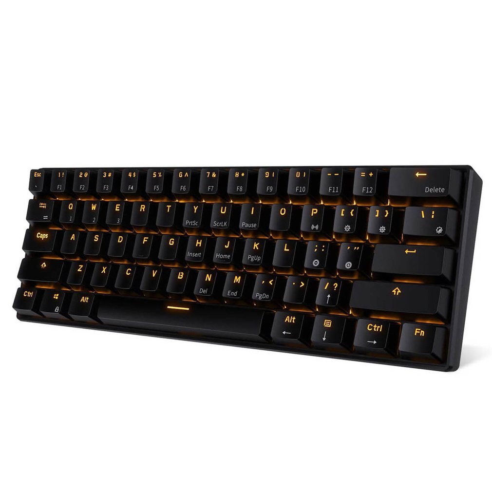 RK61 Backlight Keyboard Ergonomic USB Wired Gamer LED Gaming Gamer Mechanical Feeling Keyboard For PC Computer: Black / Red Switch