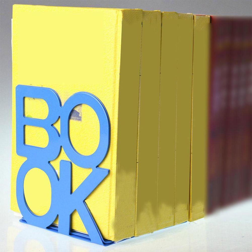 1pair Bookend School Metal Stand Metal Letter Bookends Office Holder Off Stationery Alphabet Book Ends Supplies Metal Bezel Q2S9