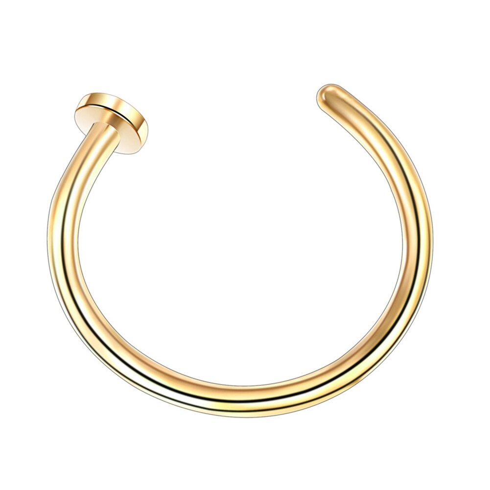 Vrouwen Mannen Rvs Nose Ring Body C Stijl Geen Piercing Bone Clip Sieraden Neus Oorbel Piercing Mode-sieraden: gold / 8mm