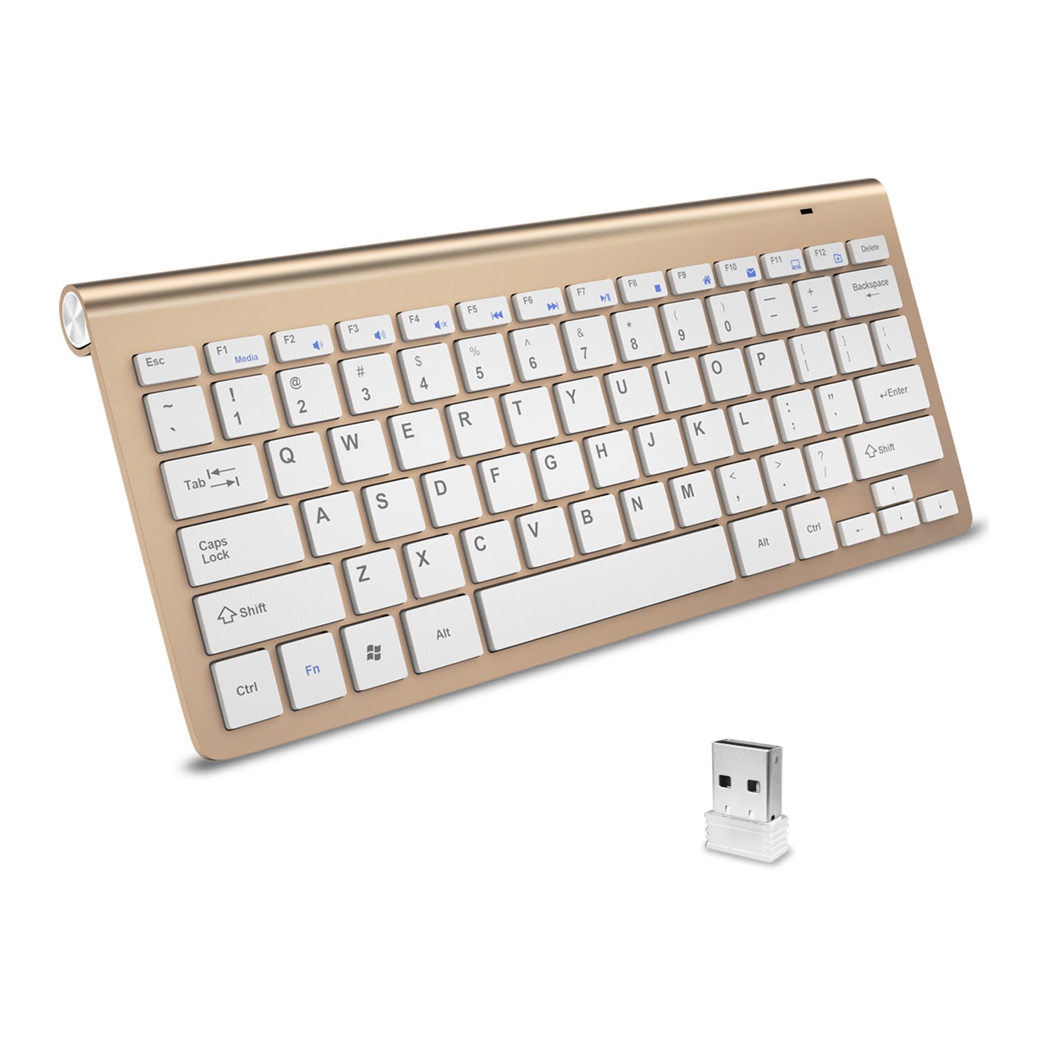 Klawiatura bezprzewodowa mini klawiatura bezprzewodowy ergonomiczny klawiatury gumowe klawisze klawiatury rosyjskie ultra cienki robić komputera laptop PC: złoto