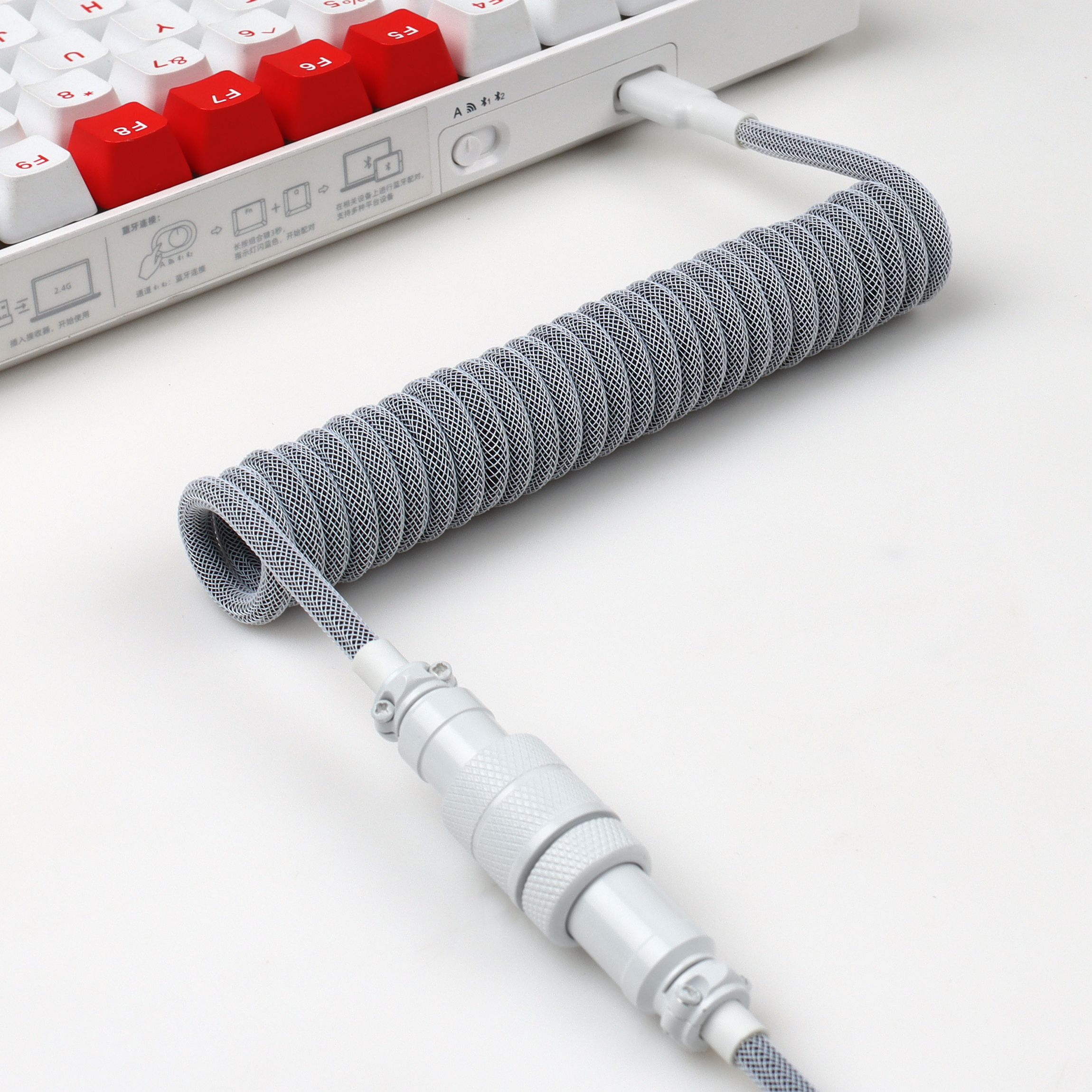 Cable en espiral estilo C a C, teclado mecánico tipo C, Cable de datos Usb C, conector de aviación para ordenador de escritorio de aviador GX16