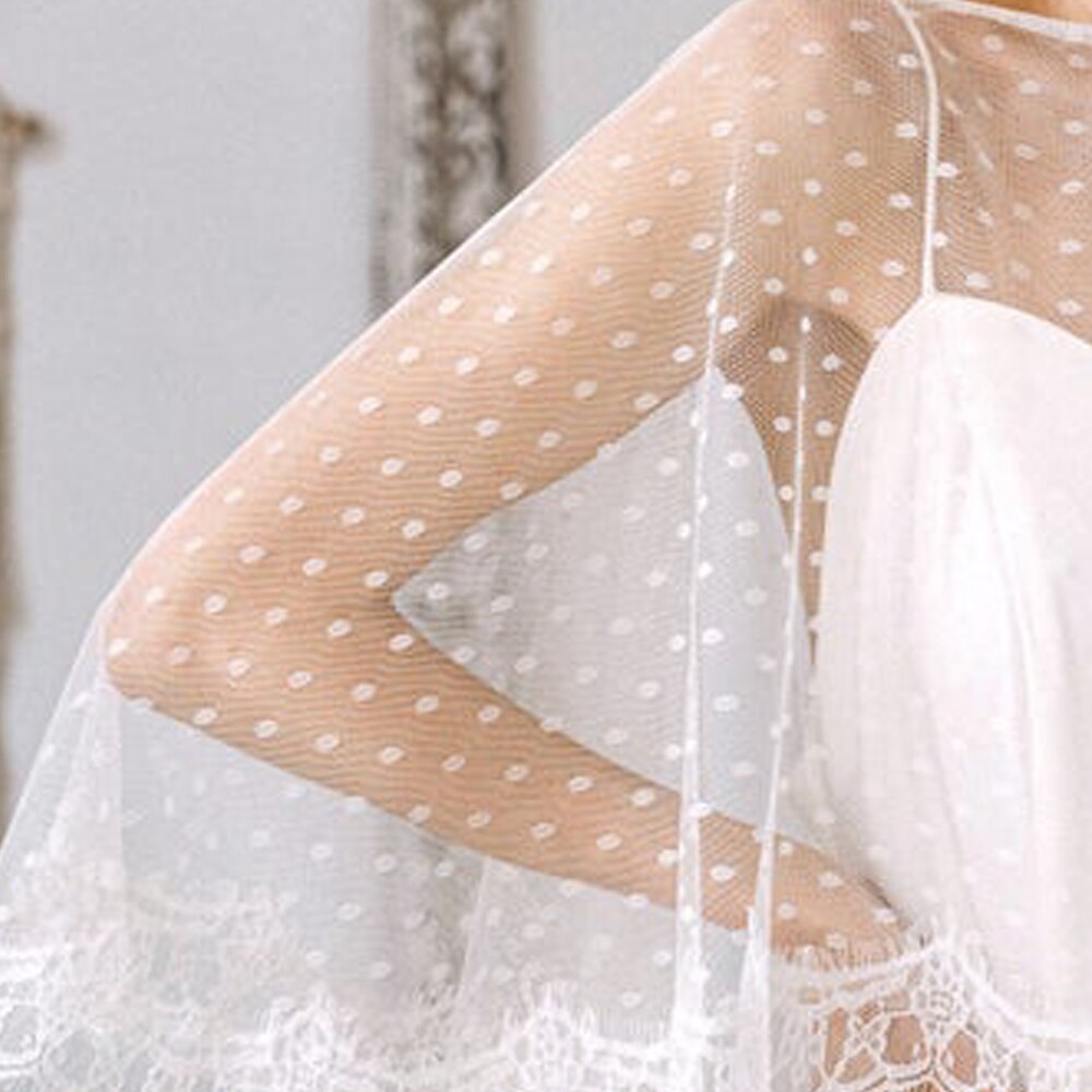 Ecru Polka-Dot Sheer Silk Cape