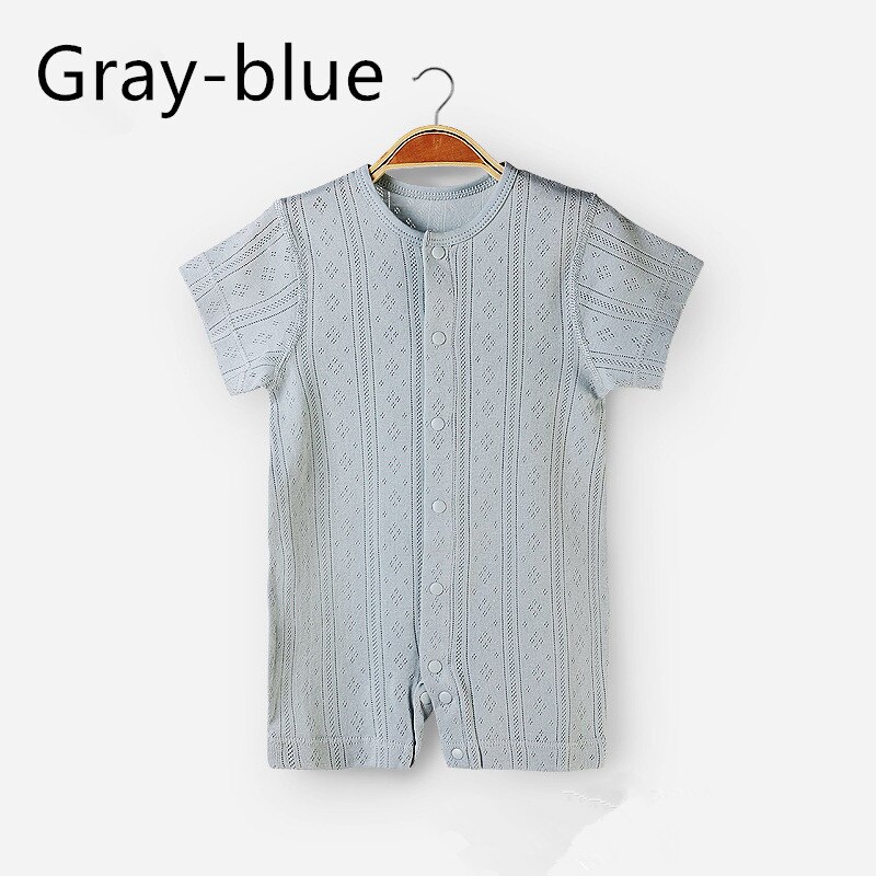 Pasgeboren Baby Kleding Puur Katoen Zomer Rompertjes Kinderen Baby Meisje Jumpsuit Peuter Kostuum Voor Jongens Romper Ademend Korte Mouwen: Gray-blue / 73CM