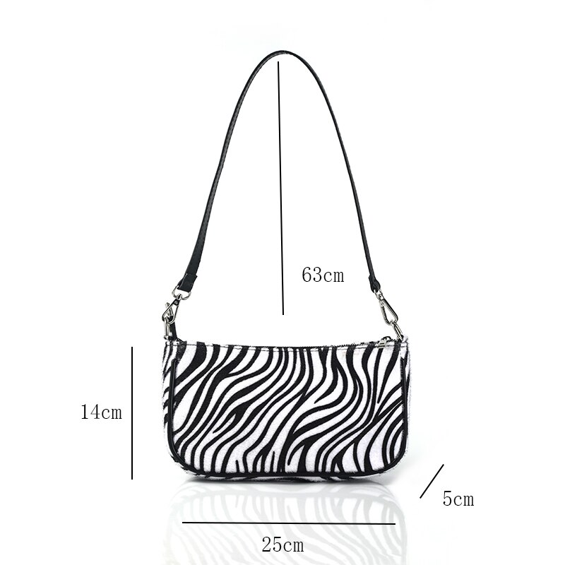 Cow zebra pattern bag chain baguette women shoulder crossbody bag handbags and pung