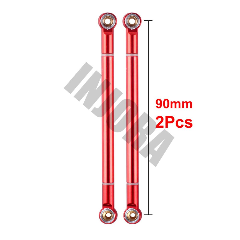 2PCS RC Car 70 80 90 100 110 120 130MM Red/Black Aluminum Alloy Link Rod for 1/10 RC Crawler Axial SCX10 D90 Upgrade Parts: 90MM Red