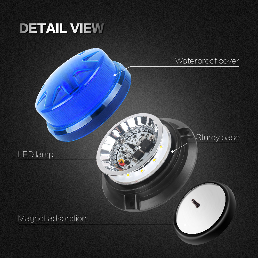 Luz LED estroboscópica de emergencia azul con Base magnética, luz de advertencia de peligro intermitente para techo de policía de coche, lámpara de baliza de seguridad para vehículo de 12V/24V