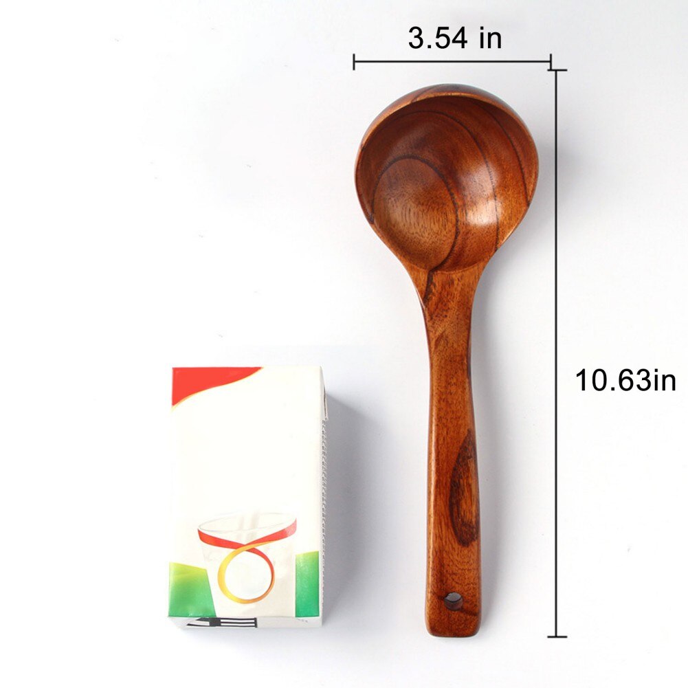 Hout Soep Lepel Lange Steel Rijst Koken Lepels Keuken Grote Pollepel Pot Lepel Houten Servies Kookgerei: L 27x9cm